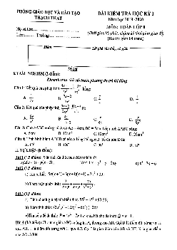 Đề thi học kỳ 1 Toán 8 năm 2019 – 2020 phòng GD&ĐT Thạch Thất – Hà Nội