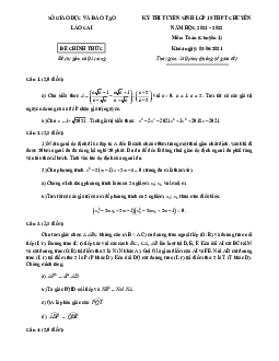 Đề tuyển sinh lớp 10 chuyên môn Toán (chuyên) năm 2021 – 2022 sở GD&ĐT Lào Cai