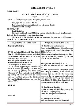 Giáo án Toán lớp 1 sách Cánh Diều tuần 21