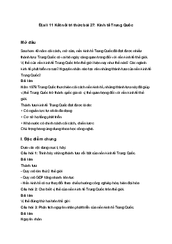 Địa lí 11 Kết nối tri thức bài 27: Kinh tế Trung Quốc