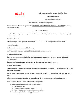 TOP 10 Đề thi học sinh giỏi Tiếng Anh 9 cấp tỉnh TP có đáp án