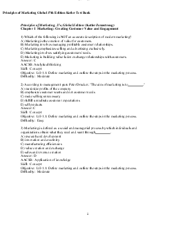 Principles of marketing global 17th edition kotler test bank | Đại học Ngoại Thương