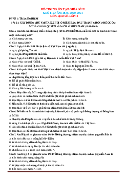 Đề cương ôn tập Lịch sử 12 giữa học kỳ 2