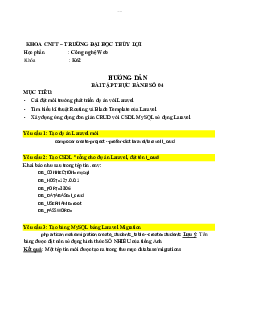 Hướng dẫn bài tập thực hành công nghệ Web | Kiến trúc máy tính | Trường Đại học Thủy Lợi
