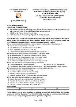 Kỳ thi học sinh giỏi các trường THPT chuyên khu vực duyên hải và đồng bằng Bắc Bộ đề thi môn Tiếng Anh