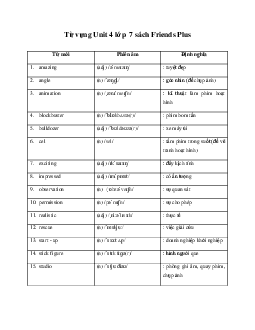 Từ vựng Unit 4 lớp 7 sách Friends Plus