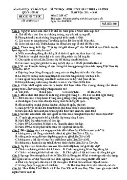 Đề thi học sinh giỏi môn Lịch Sử 12 Quảng Nam 2017-2018 (có đáp án)