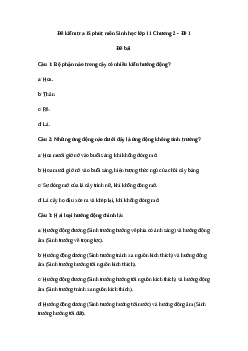 Bộ đề kiểm tra 15 phút môn Sinh học lớp 11 Chương 2| Kết nối tri thức