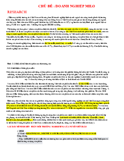 Phân tích thị trường doanh nghiệp Milo