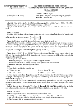 Đề thi học sinh giỏi lớp 12 THPT cấp tỉnh Chuyên năm 2019-2020 môn hóa Sở GD Quảng Nam (có đáp án)