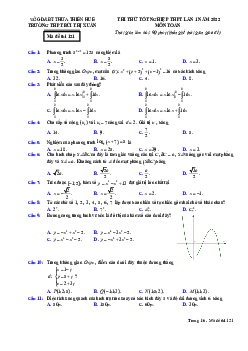 Đề thi thử THPT Quốc gia 2022 môn Toán lần 1 trường THPT Bùi Thị Xuân, Huế