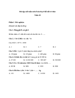 Bài tập cuối tuần Toán lớp 4 Kết nối tri thức - Tuần 18 (Cơ bản)