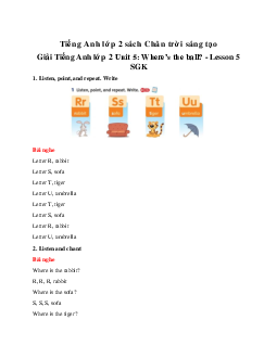 Unit 5: Where’s the ball? - Lesson 5 Giải SGK | Tiếng anh 2 Family and Friends