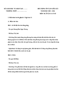 Đề cương ôn tập giữa học kì 1 môn Ngữ văn 11 sách Chân trời sáng tạo