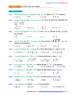 Tổng ôn tập TN THPT 2021 môn Toán: Hàm số lũy thừa – mũ – logarit