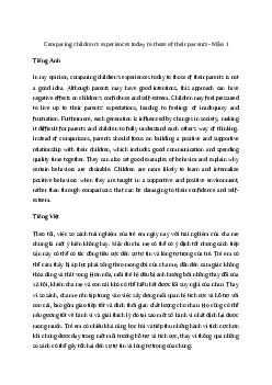 Some parents often compare their own childhood to their children’s experiences today with the intention of teaching them good behaviour