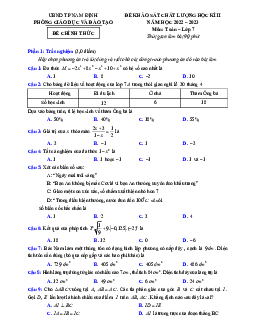 Đề học kì 2 Toán 7 năm 2022 – 2023 phòng GD&ĐT thành phố Nam Định