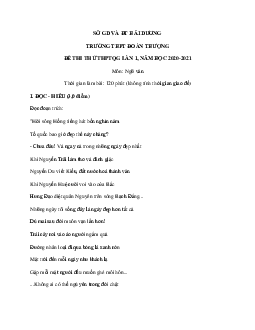 Đề thi thử THPT Quốc gia 2021 môn Ngữ Văn trường Đoàn Thượng, Hải Dương (có đáp án)
