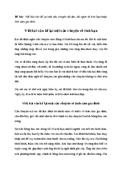 Viết bài văn kể lại một câu chuyện về tình bạn hoặc tình cảm gia đình (4 mẫu) Tiếng việt 4 Chân trời sáng tạo
