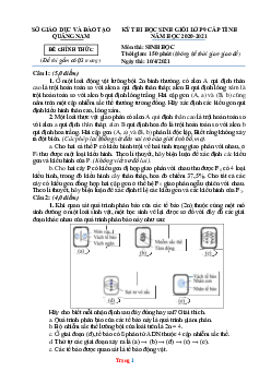 Đề Thi Học Sinh Giỏi Sinh 9 Sở GD Quảng Nam 2020-2021 (có lời giải)
