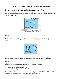 Giải KHTN 8 Bài 17: Lực đẩy Archimedes | Kết nối tri thức