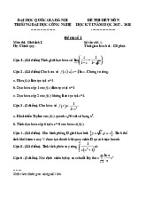 Đề thi hết môn học kỳ I năm học 2017 – 2018 môn Giải tích I | Trường Đại học Công nghệ, Đại học Quốc gia Hà Nội