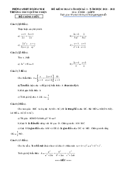 Đề thi cuối học kì 1 Toán 8 năm 2021 – 2022 trường THCS Quỳnh Thiện – Hà Nội