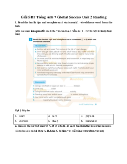 Giải SBT Tiếng Anh 7 Global Success Unit 2 Reading