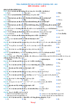 250 câu Trắc nghiệm ôn tập cuối kỳ II năm học 2022-2023 môn hóa lớp 12