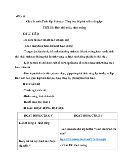 Giáo án Toán 1 - Tuần 19 | sách Cùng học để phát triển năng lực