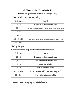 Giải VBT Toán 3 Bài 41: Làm quen với biểu thức số | Cánh diều