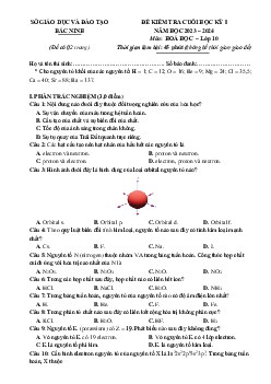 Đề thi hk1 (có đáp án) hóa 10 sở GD Bắc Ninh 2023-2024