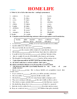 Bài tập Tiếng Anh 12 Unit 1: Home life (có đáp án)