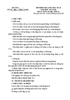 Đề thi giữa học kì 2 môn Công nghệ 11 năm 2023 - 2024 sách Cánh diều | đề 4