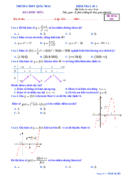 Đề kiểm tra lần 1 Toán 12 năm 2019 – 2020 trường THPT Quốc Thái – An Giang