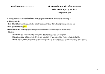 Đề thi giữa học kì 1 môn Khoa học tự nhiên 7 năm 2023 - 2024 sách KNTT - Đề 5