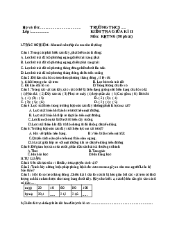 Đề thi giữa học kì 2 môn Khoa học tự nhiên 6 năm 2023 - 2024 sách Chân trời sáng tạo | Đề 6
