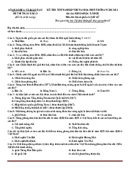 Đề tham khảo tốt nghiệp THPT 2021 Lịch sử có đáp án và lời giải chi tiết