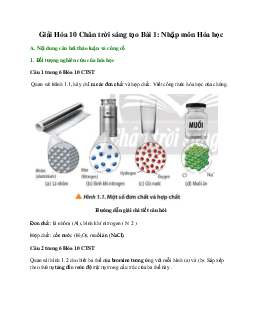 Giải Hóa 10 Bài 1: Nhập môn Hóa học CTST