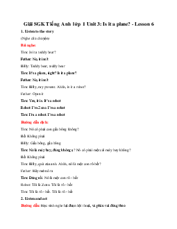 Giải SGK Tiếng Anh lớp 1 Unit 3: Is it a plane? - Lesson 6 SGK | Family & Friends