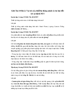 Giải Tin 10 Bài 2: Vai trò của thiết bị thông minh và tin học đối với xã hội KNTT