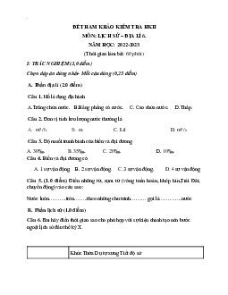 Đề thi học kì 2 lớp 6 môn Lịch sử và Địa lý Kết nối tri thức năm 2024 - Đề 4