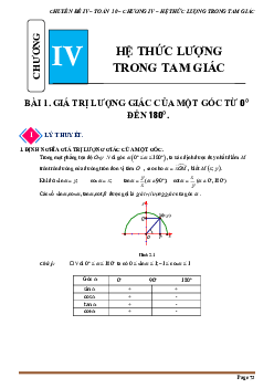 Chuyên đề hệ thức lượng trong tam giác Toán 10 Chân Trời Sáng Tạo