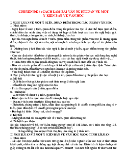 Chuyên đề Cách làm bài văn nghị luận bồi dưỡng HSG Ngữ văn 7