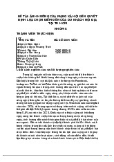 Tiểu luận TỔNG QUAN VỀ ẢNH HƯỞNG CỦA MẠNG XÃ HỘI ĐẾN QUYẾT ĐỊNH DU LỊCH TẠI TP.HCM môn Các phương pháp nghiên cứu khoa học   -  trường đại học Khoa học xã hội và nhân văn- Đại học Quốc Gia Thành phố Hồ Chí Minh