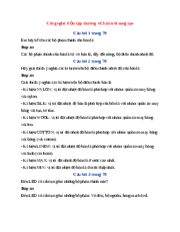 Công nghệ 6 Ôn tập chương 4 Chân trời sáng tạo