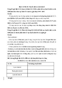 Giải bài tập SGK Địa Lý lớp 12 Bài 20: Chuyển dịch cơ cấu kinh tế