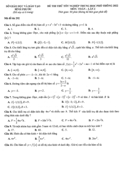 Đề thi thử tốt nghiệp THPT 2022 môn Toán lần 2 sở GD&ĐT Bình Phước