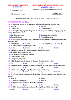 Đề thi hk2 môn hóa 10 sở GD Quảng Nam 2019-2020  (có đáp án)