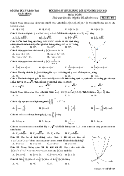 Đề thi thử THPTQG Toán năm 2023 – 2024 sở GD&ĐT Thái Bình